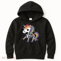 Funny Skeleton Unicorn Lovers Spooky Halloween Costume Kids Hoodie thumb 0