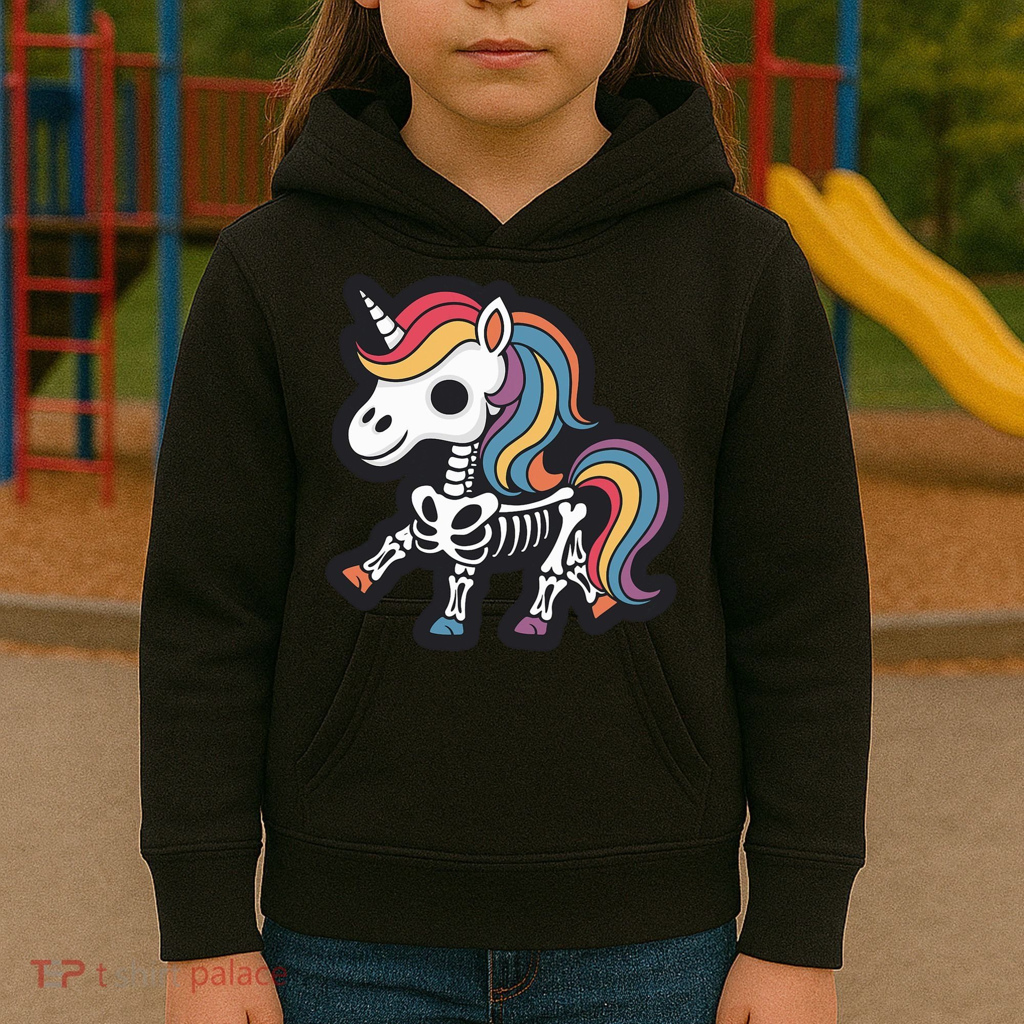 Funny Skeleton Unicorn Lovers Spooky Halloween Costume Kids Hoodie