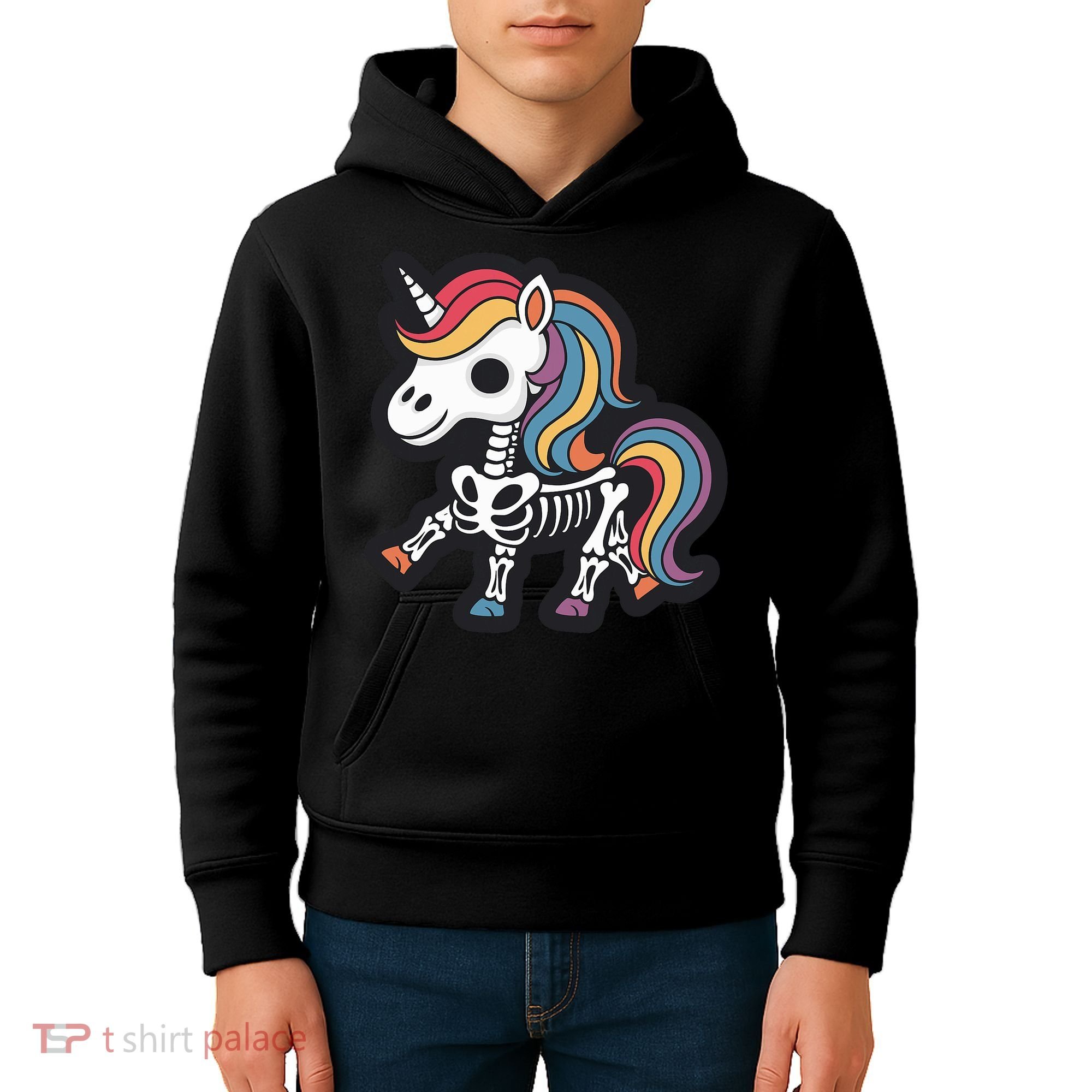 Funny Skeleton Unicorn Lovers Spooky Halloween Costume Kids Hoodie