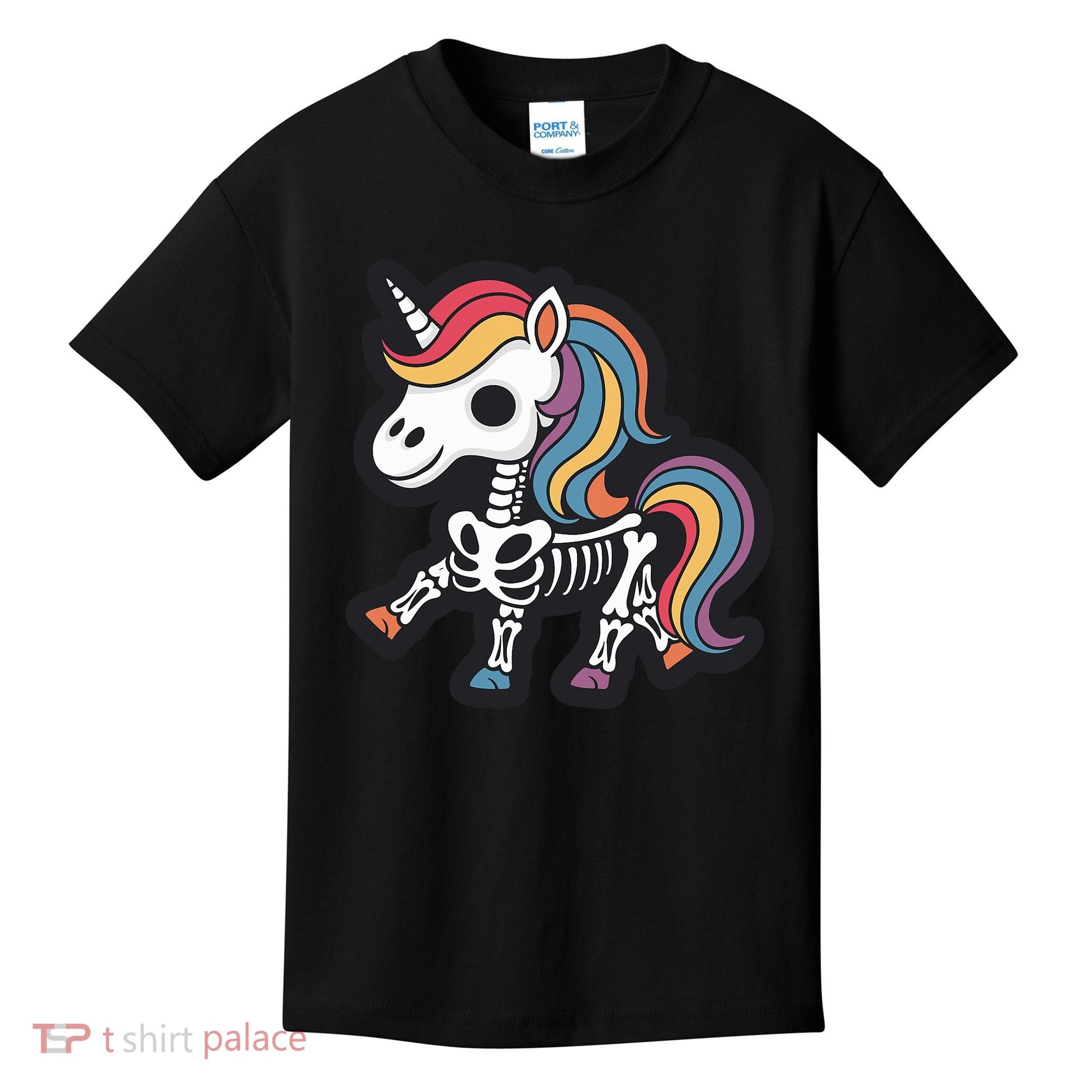 Funny Skeleton Unicorn Lovers Spooky Halloween Costume Kids T-Shirt