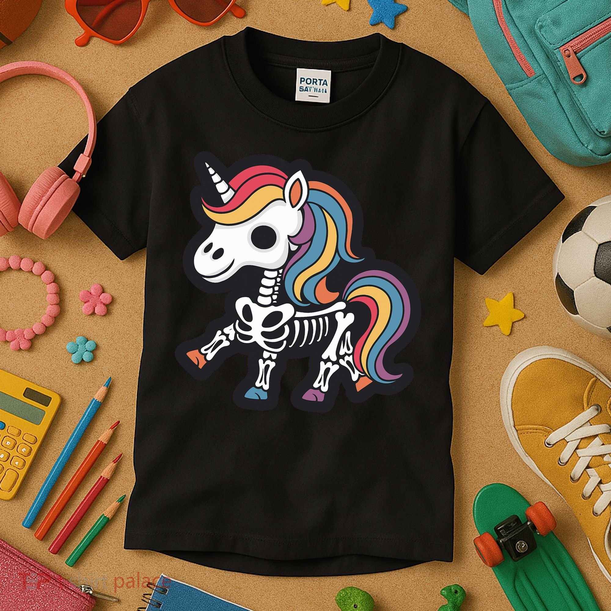 Funny Skeleton Unicorn Lovers Spooky Halloween Costume Kids T-Shirt
