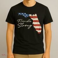 Florida Strong Usa Flag Florida Map Hurricane Milton Pray For All T-Shirt thumb 3