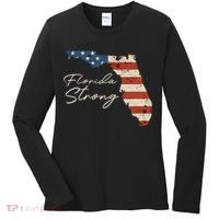 Florida Strong Usa Flag Florida Map Hurricane Milton Pray For All Women's Long Sleeve Shirt thumb 0