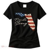 Florida Strong Usa Flag Florida Map Hurricane Milton Pray For All Women's T-Shirt thumb 0