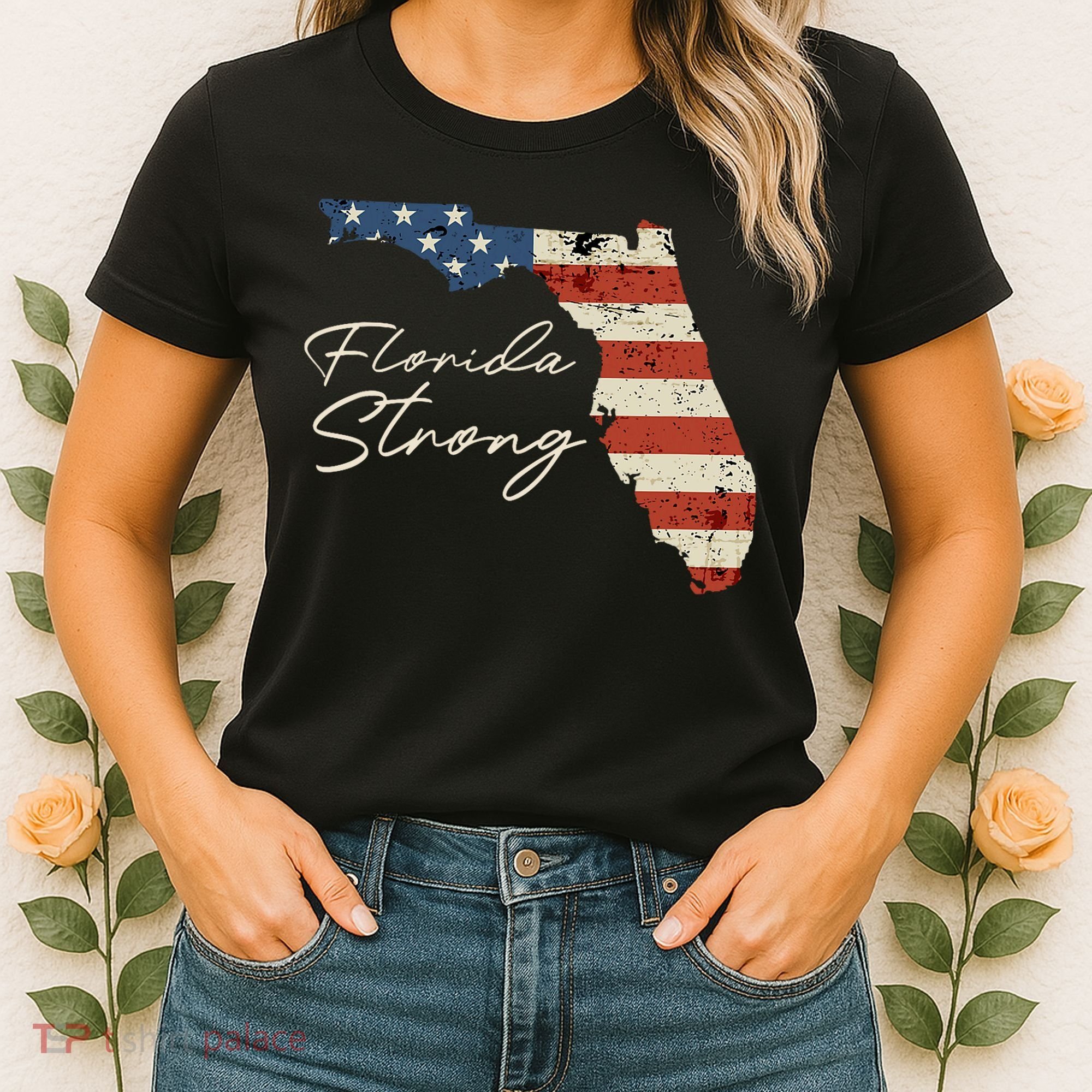 Florida Strong Usa Flag Florida Map Hurricane Milton Pray For All Women's T-Shirt