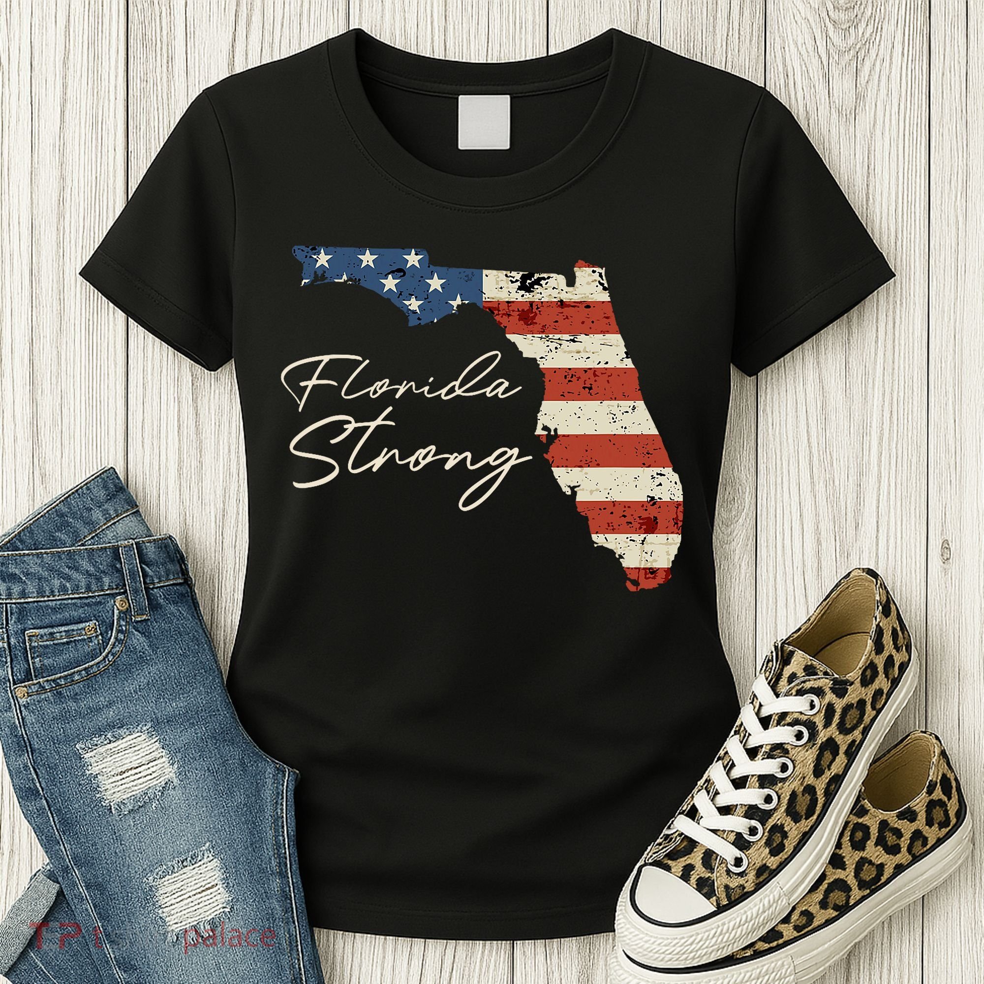 Florida Strong Usa Flag Florida Map Hurricane Milton Pray For All Women's T-Shirt