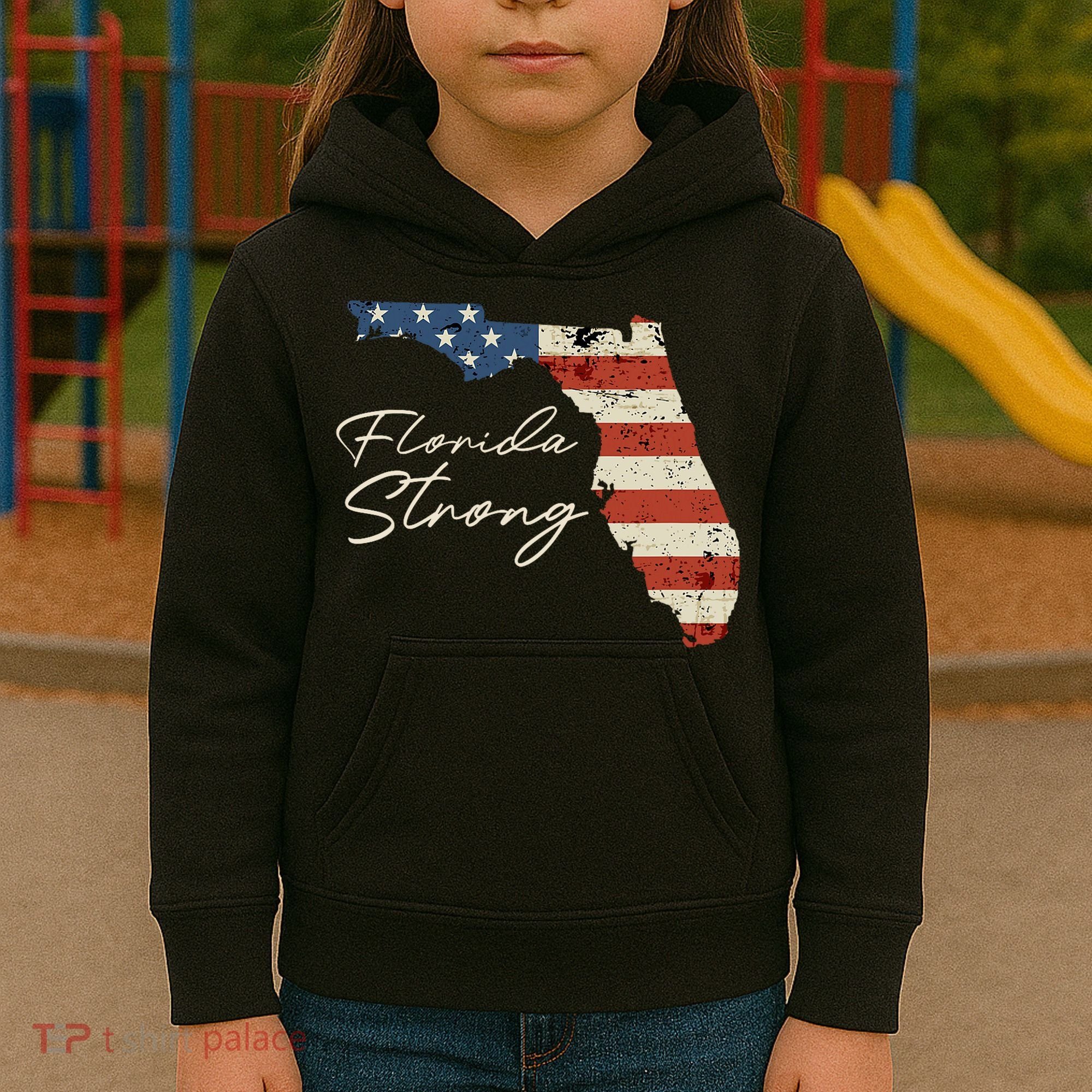 Florida Strong Usa Flag Florida Map Hurricane Milton Pray For All Kids Hoodie