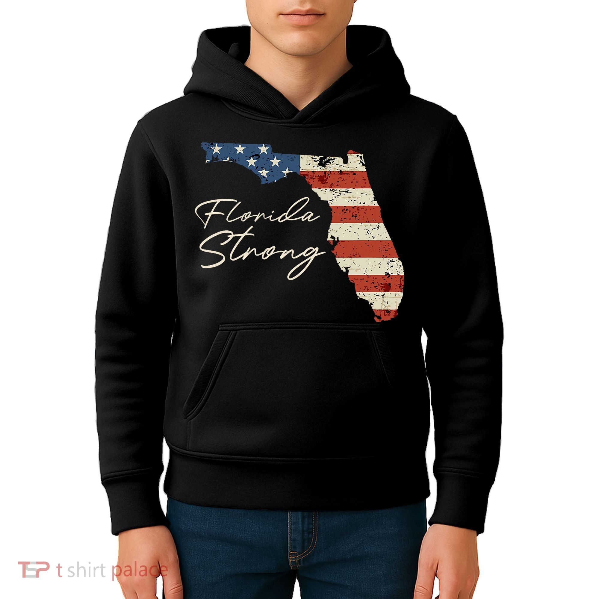 Florida Strong Usa Flag Florida Map Hurricane Milton Pray For All Kids Hoodie