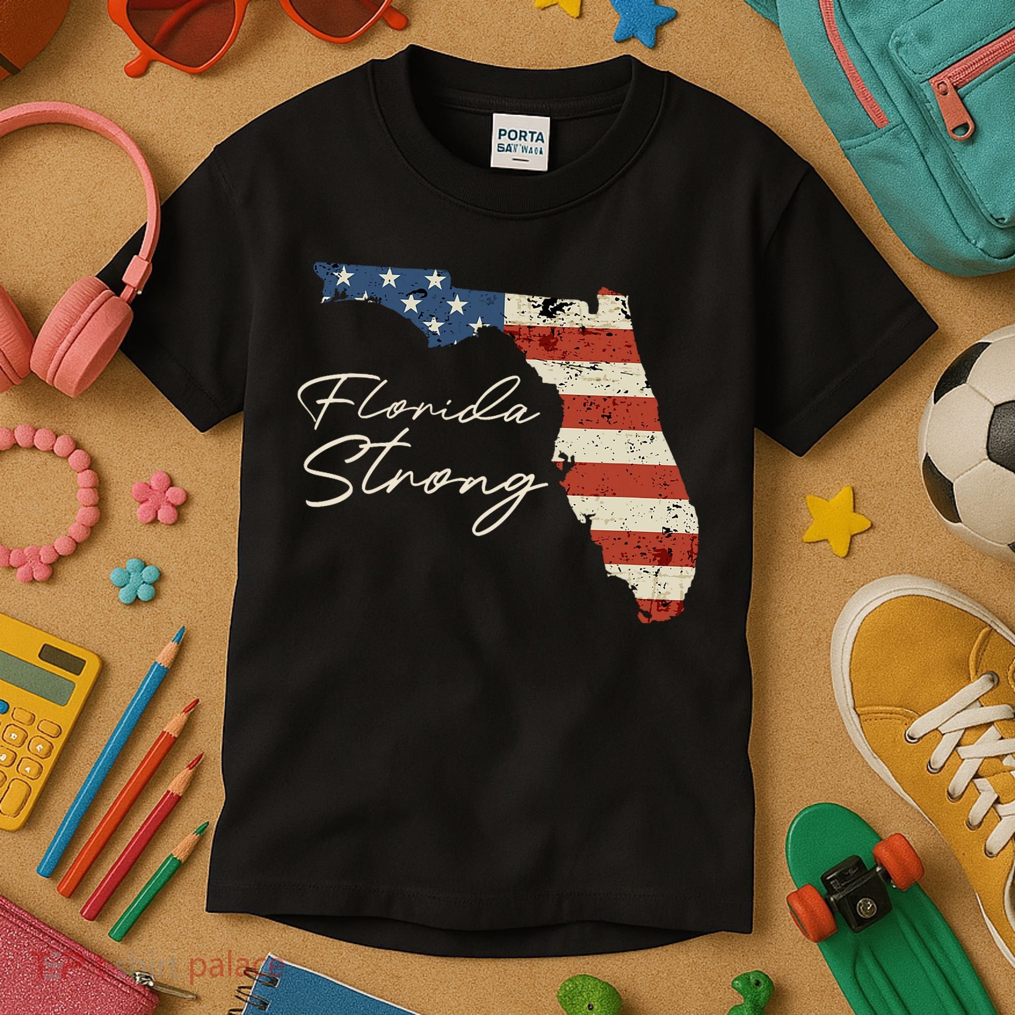 Florida Strong Usa Flag Florida Map Hurricane Milton Pray For All Kids T-Shirt