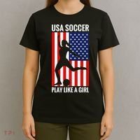 Funny Soccer Usa Soccer Play Like A Girl T-Shirt thumb 4