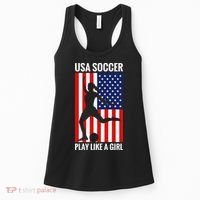 Funny Soccer Usa Soccer Play Like A Girl Women's Tank Top thumb 0
