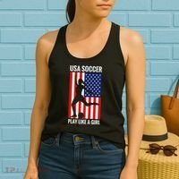 Funny Soccer Usa Soccer Play Like A Girl Women's Tank Top thumb 2