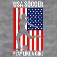 Funny Soccer Usa Soccer Play Like A Girl Women's Racerback Cropped Tank thumb 2