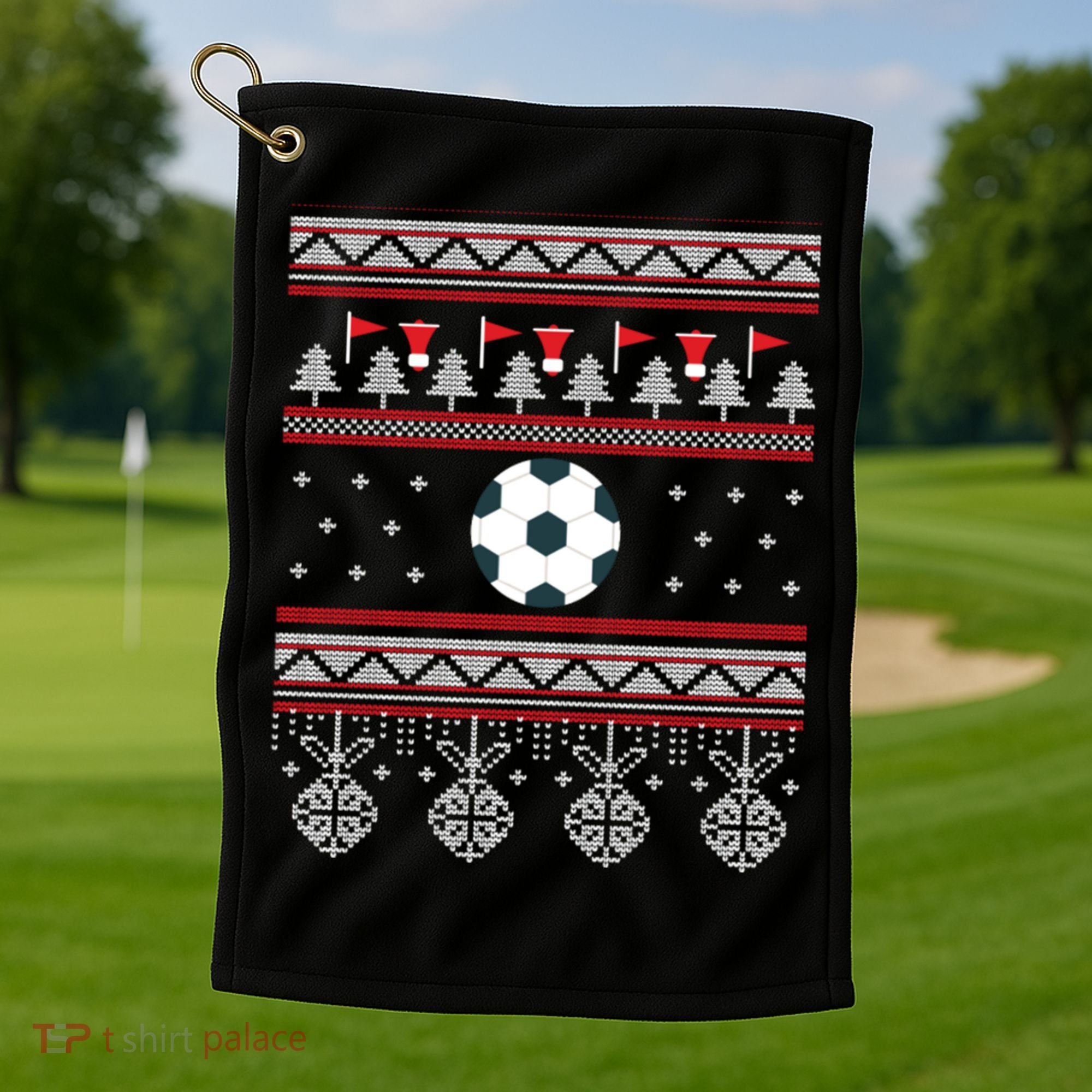 Funny Soccer Ugly Christmas Sweaters Meaningful Gift Golf Towel