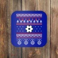 Funny Soccer Ugly Christmas Sweaters Meaningful Gift Coaster thumb 0