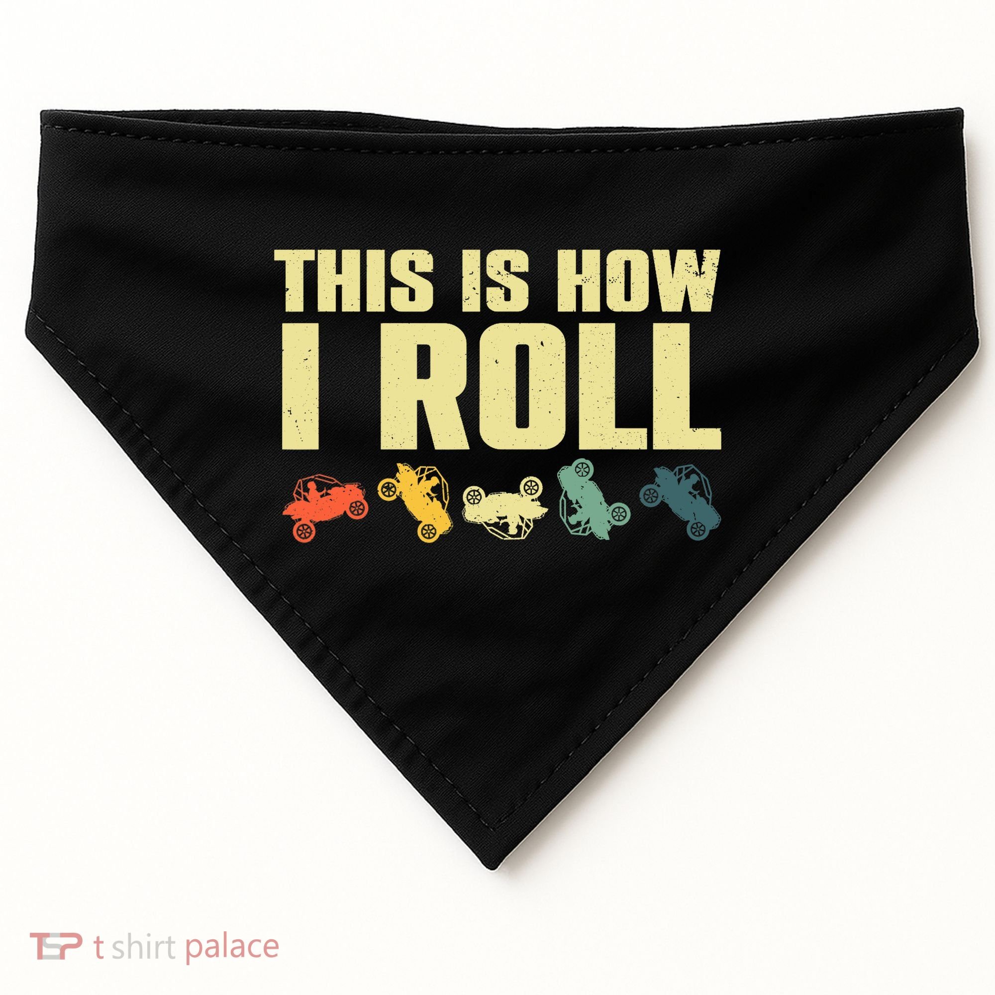 Funny Side-By-Side UTV Art 4 Wheeler ATV Lover USA-Made Doggie Bandana