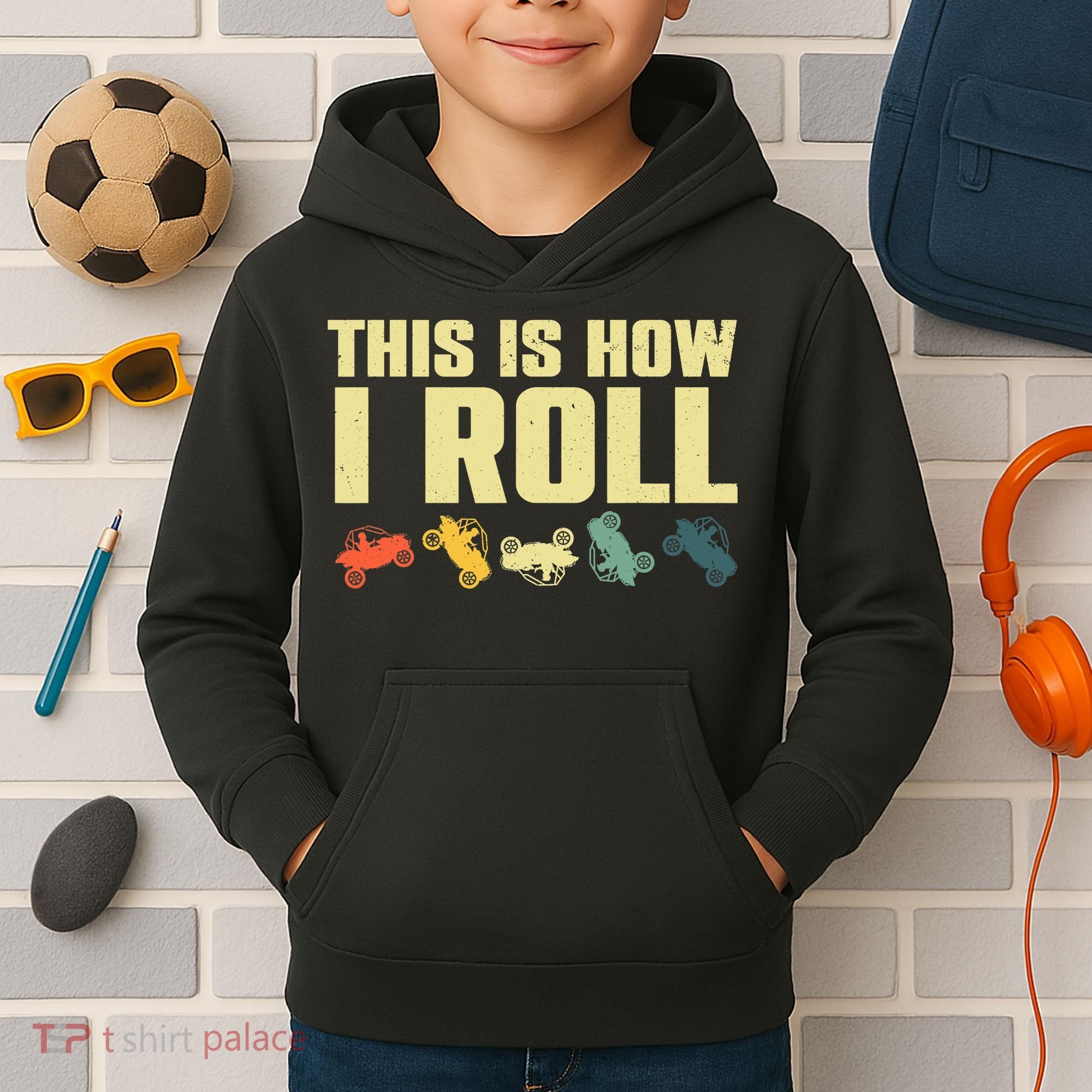 Funny Side-By-Side UTV Art 4 Wheeler ATV Lover Kids Hoodie