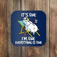 Funny Summer Vacation Gnomies Gnomes For Christmas In July Coaster thumb 0
