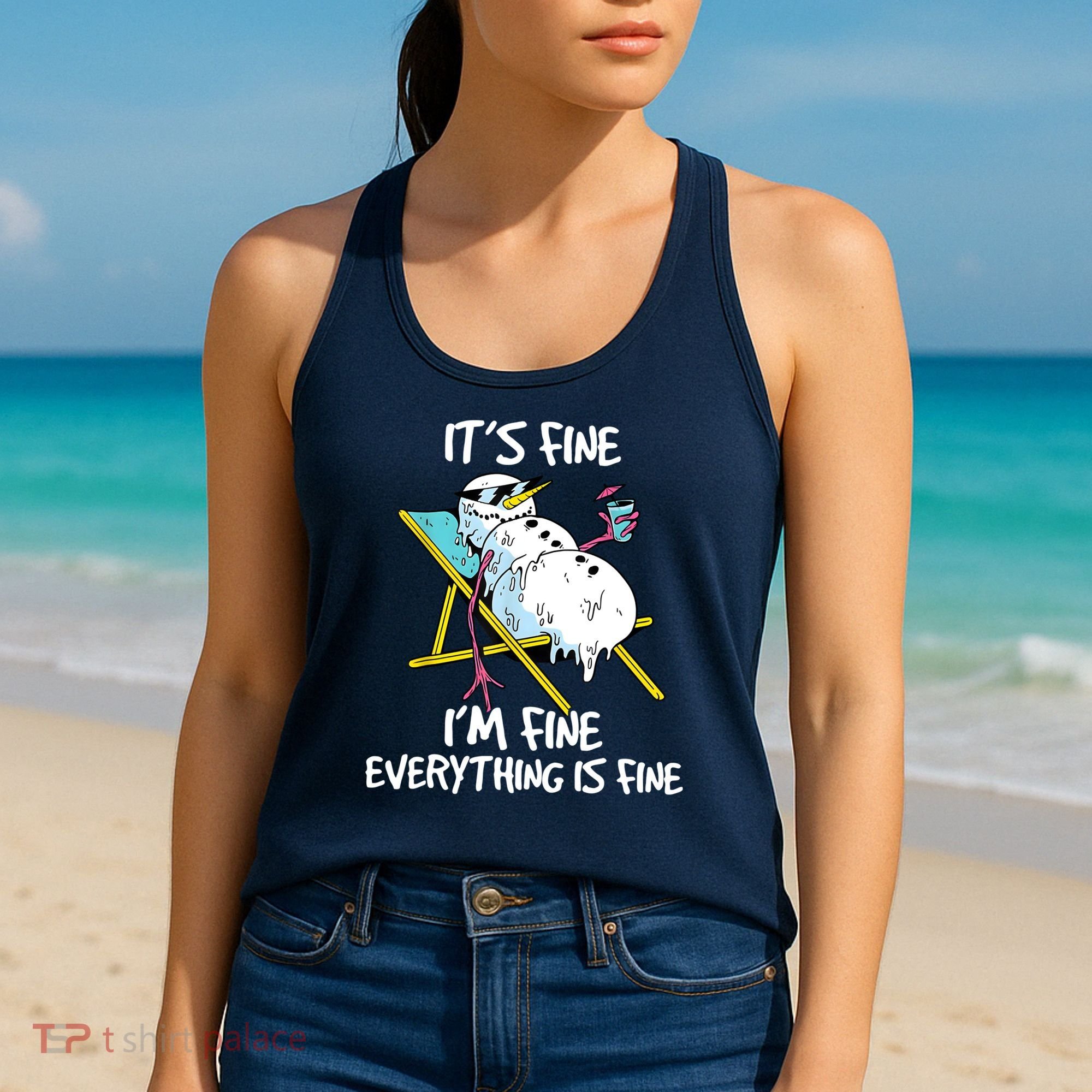 Funny Summer Vacation Gnomies Gnomes For Christmas In July Women's Tank Top