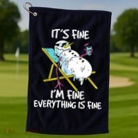 Funny Summer Vacation Gnomies Gnomes For Christmas In July Golf Towel thumb 1