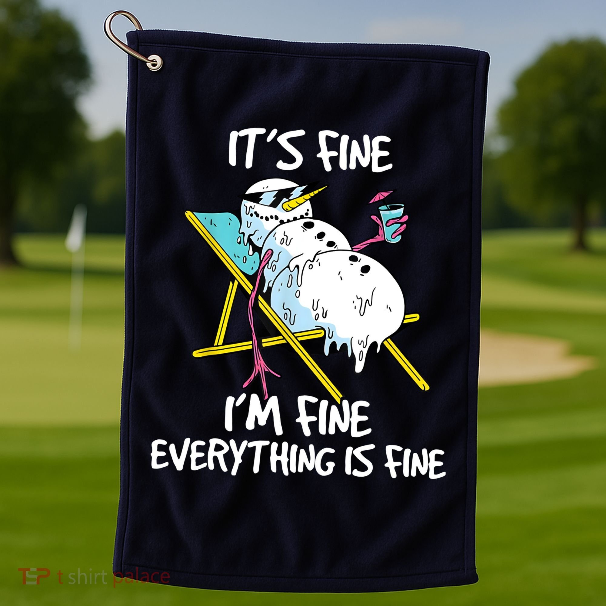 Funny Summer Vacation Gnomies Gnomes For Christmas In July Golf Towel