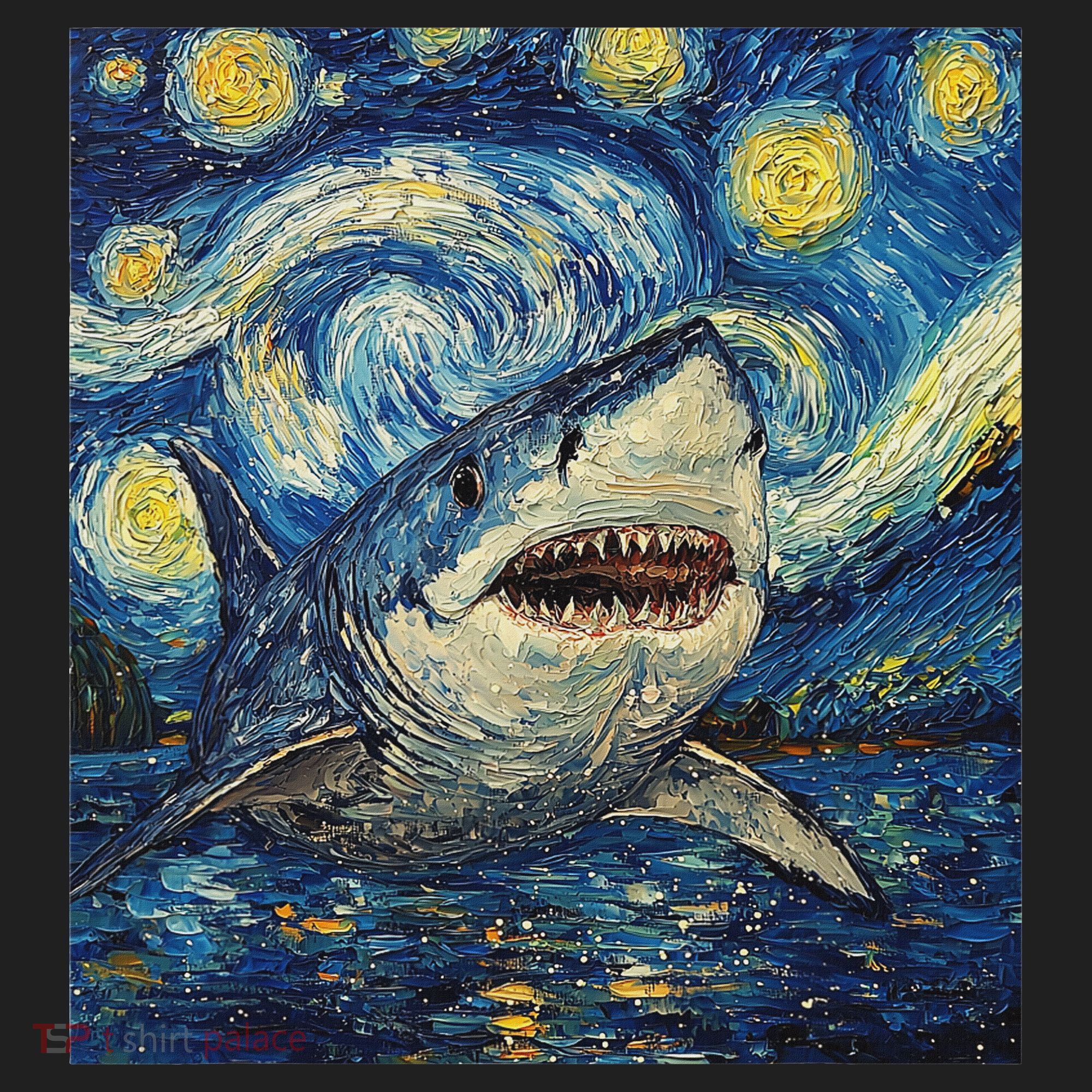 Funny Shark Van Gogh Style Starry Night Women's Sweatshirt