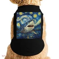 Funny Shark Van Gogh Style Starry Night Doggie Tank thumb 0
