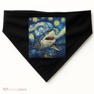 Funny Shark Van Gogh Style Starry Night USA-Made Doggie Bandana