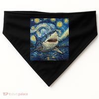 Funny Shark Van Gogh Style Starry Night USA-Made Doggie Bandana thumb 0
