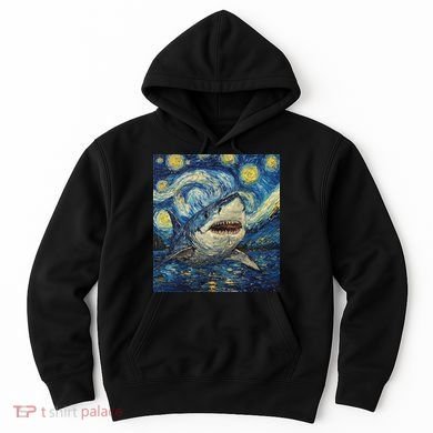 Funny Shark Van Gogh Style Starry Night Hoodie