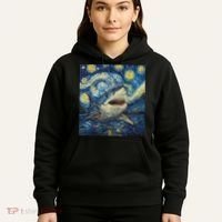 Funny Shark Van Gogh Style Starry Night Hoodie thumb 5