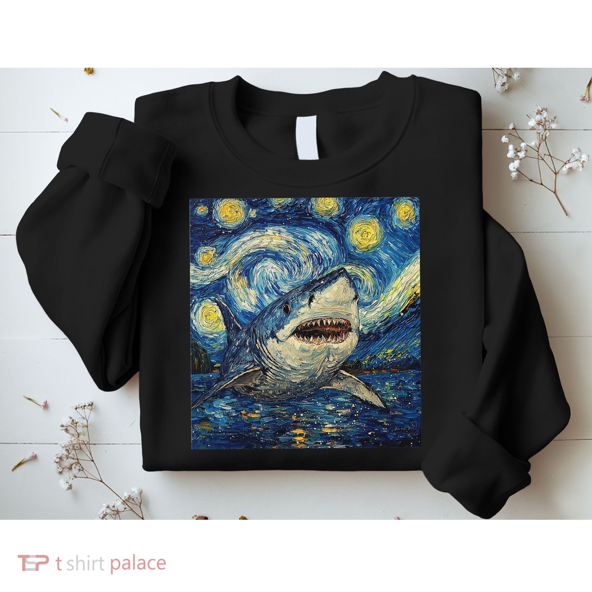 Funny Shark Van Gogh Style Starry Night Sweatshirt