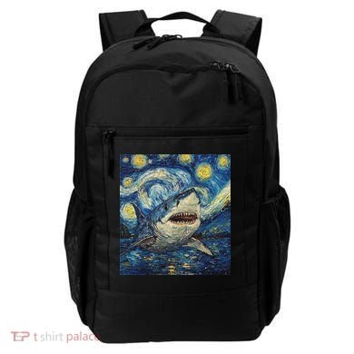 Funny Shark Van Gogh Style Starry Night Backpack