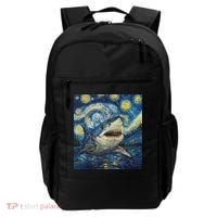 Funny Shark Van Gogh Style Starry Night Backpack thumb 0