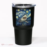 Funny Shark Van Gogh Style Starry Night Tumbler thumb 0
