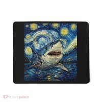 Funny Shark Van Gogh Style Starry Night Mousepad thumb 0