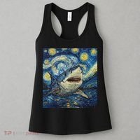 Funny Shark Van Gogh Style Starry Night Women's Tank Top thumb 3