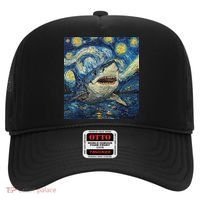 Funny Shark Van Gogh Style Starry Night Hat thumb 0