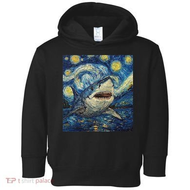 Funny Shark Van Gogh Style Starry Night Toddler Hoodie
