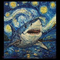 Funny Shark Van Gogh Style Starry Night Tank Top thumb 6