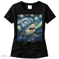 Funny Shark Van Gogh Style Starry Night Women's T-Shirt thumb 0