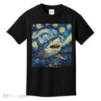 Funny Shark Van Gogh Style Starry Night Kids T-Shirt thumb 0