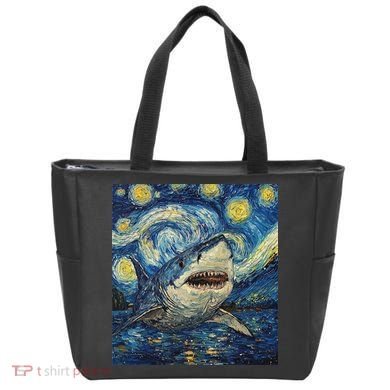 Funny Shark Van Gogh Style Starry Night Tote Bag