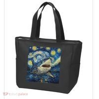 Funny Shark Van Gogh Style Starry Night Tote Bag thumb 3