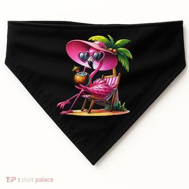 Flamingo Summer Vibes Beach Palm Tree Summer Vacation USA-Made Doggie Bandana