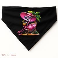 Flamingo Summer Vibes Beach Palm Tree Summer Vacation USA-Made Doggie Bandana thumb 0