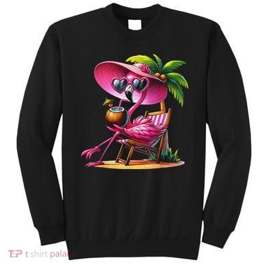 Flamingo Summer Vibes Beach Palm Tree Summer Vacation Sweatshirt