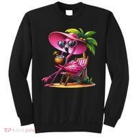Flamingo Summer Vibes Beach Palm Tree Summer Vacation Sweatshirt thumb 0