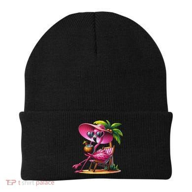 Flamingo Summer Vibes Beach Palm Tree Summer Vacation Beanie