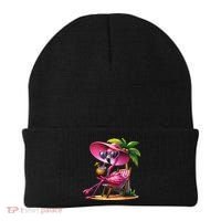 Flamingo Summer Vibes Beach Palm Tree Summer Vacation Beanie thumb 0
